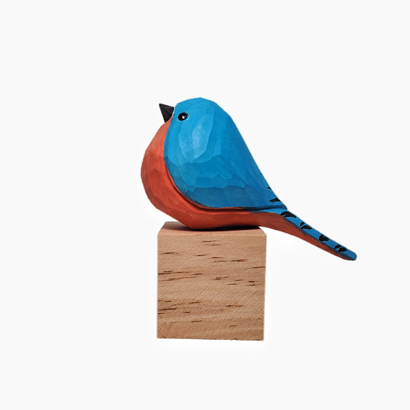 Eastern Bluebird Figurine Hand Carved Bird Decor