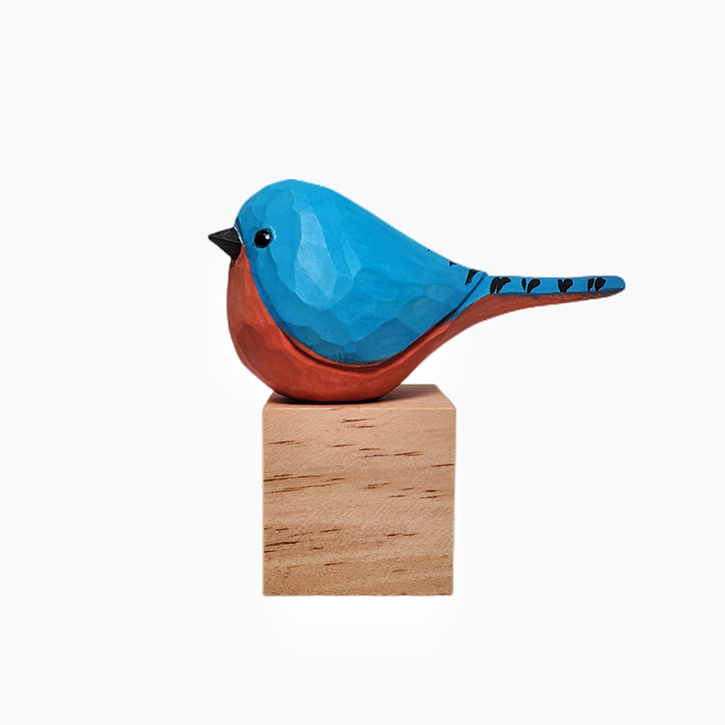 Eastern Bluebird Figurine Hand Carved Bird Decor