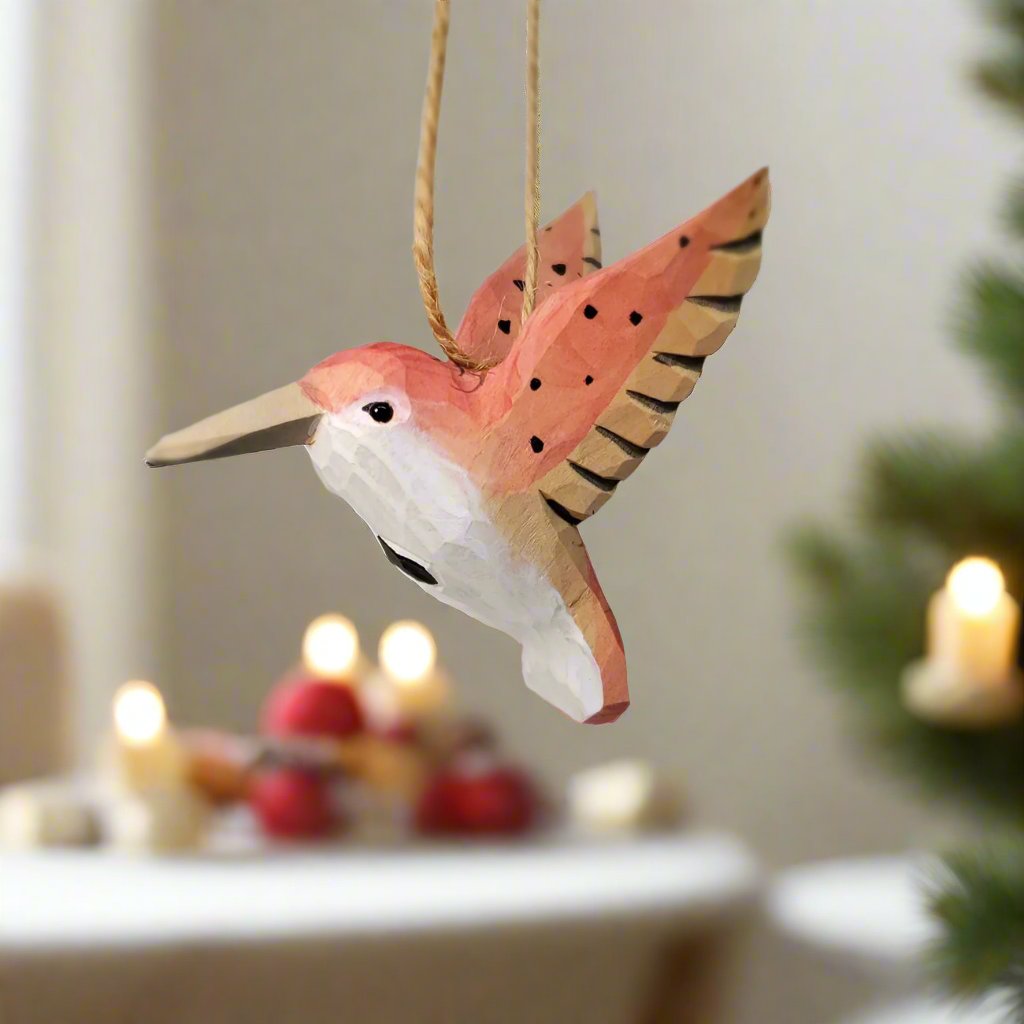 Hummingbird Hanging Painted Wood Bird Ornaments