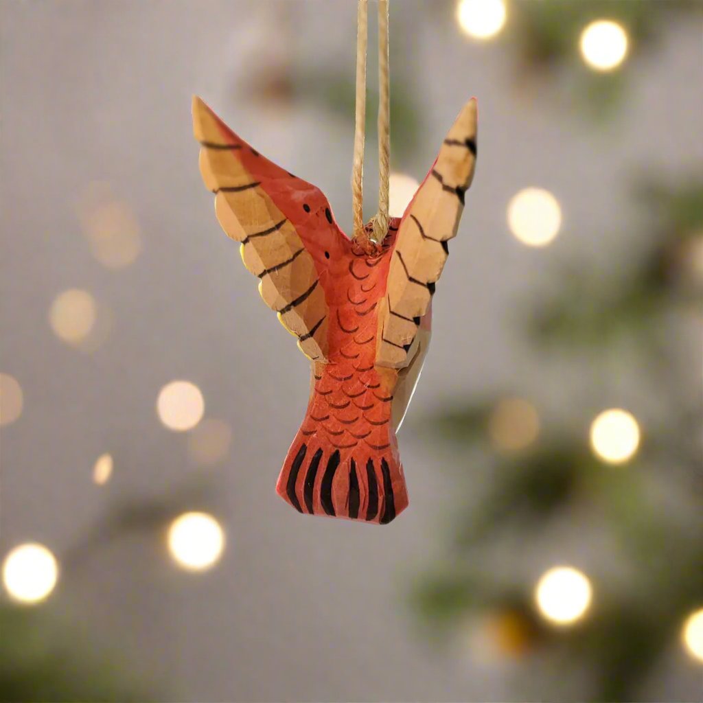 Hummingbird Hanging Painted Wood Bird Ornaments