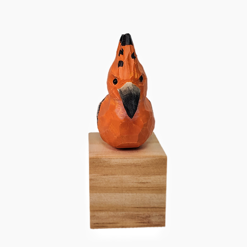 Hand-Carved Painted Wooden Hoopoe Bird Figurine