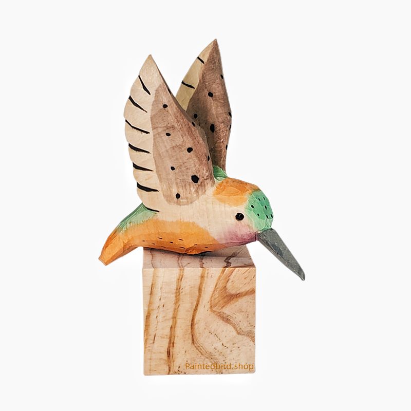 Hummingbird Hand Carved and Painted Bird figurine