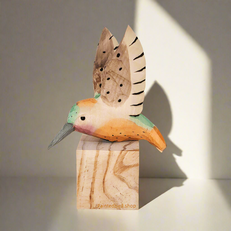 Hummingbird Hand Carved and Painted Bird figurine - paintedbird.shop