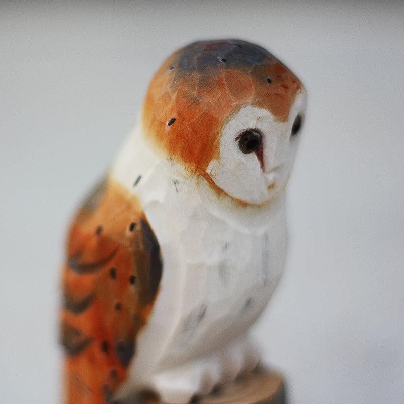 Owl Figurines Hand Carved and Painted Wooden - paintedbird.shop