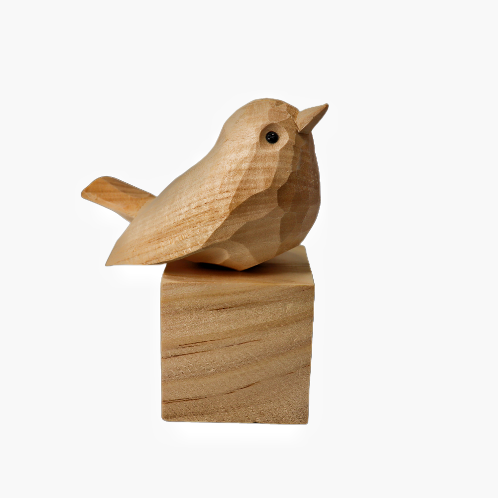 U009 Unfinished Wood bird on Stand