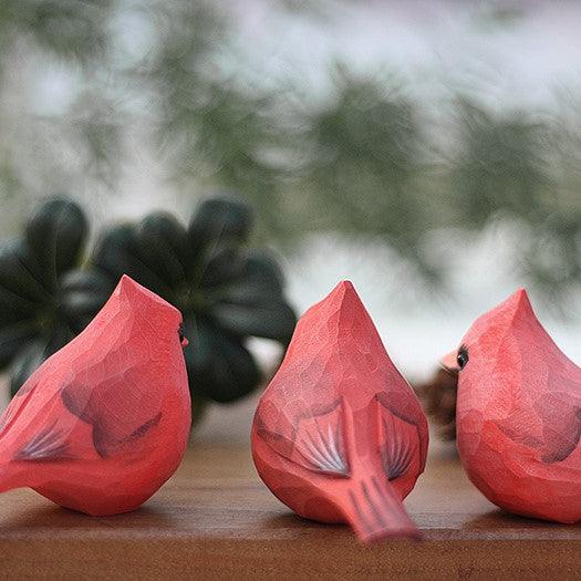 Northern Cardinal Bird Figurine Hand Carved Painted Wooden - paintedbird.shop