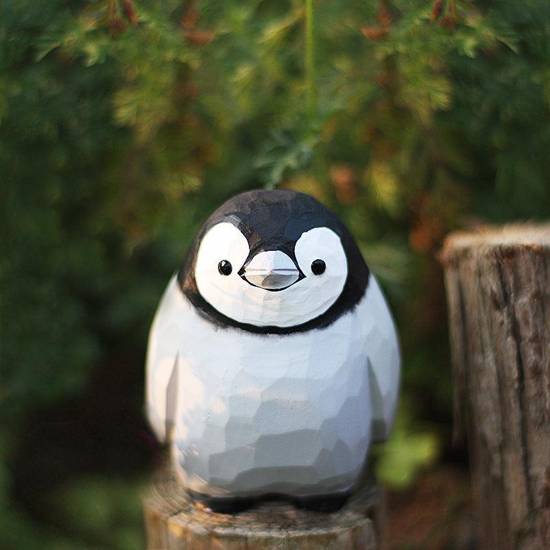 Penguin Figurines Hand Carved and Painted Wooden - paintedbird.shop