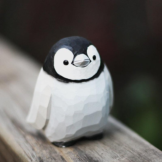 Penguin Figurines Hand Carved and Painted Wooden - paintedbird.shop