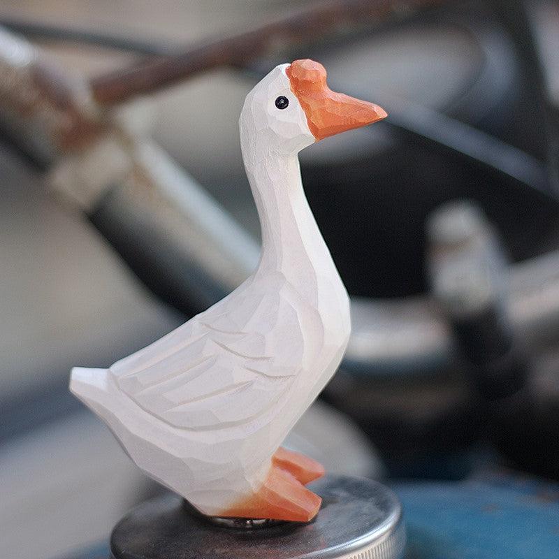 Goose Painted and Hand Carved Wooden Figurine - paintedbird.shop