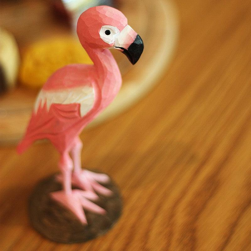 Flamingo Bird Painted and Hand Carved Wooden Figurine - paintedbird.shop