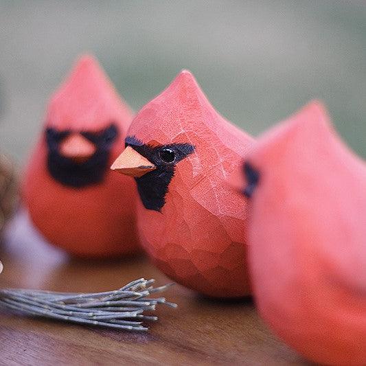 Northern Cardinal Bird Figurine Hand Carved Painted Wooden - paintedbird.shop