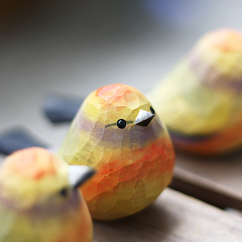 White-Browed Tit-Warbler Bird Figurine Hand Carved Painted Wooden - paintedbird.shop