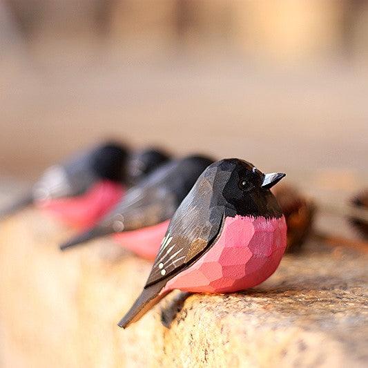 Pink Robin Bird Figurine Hand Carved Painted Wooden - paintedbird.shop