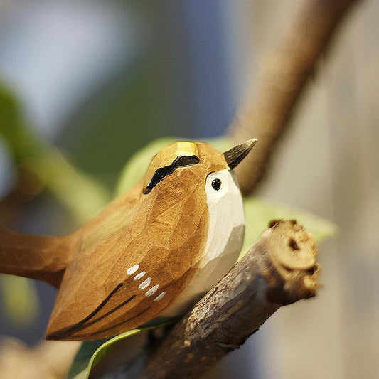 Goldcrest Bird Figurine Hand Carved Painted Wooden - paintedbird.shop