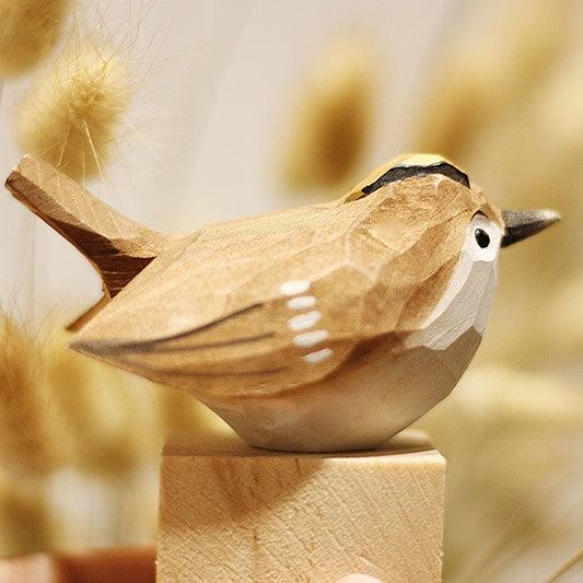 Goldcrest Bird Figurine Hand Carved Painted Wooden - paintedbird.shop