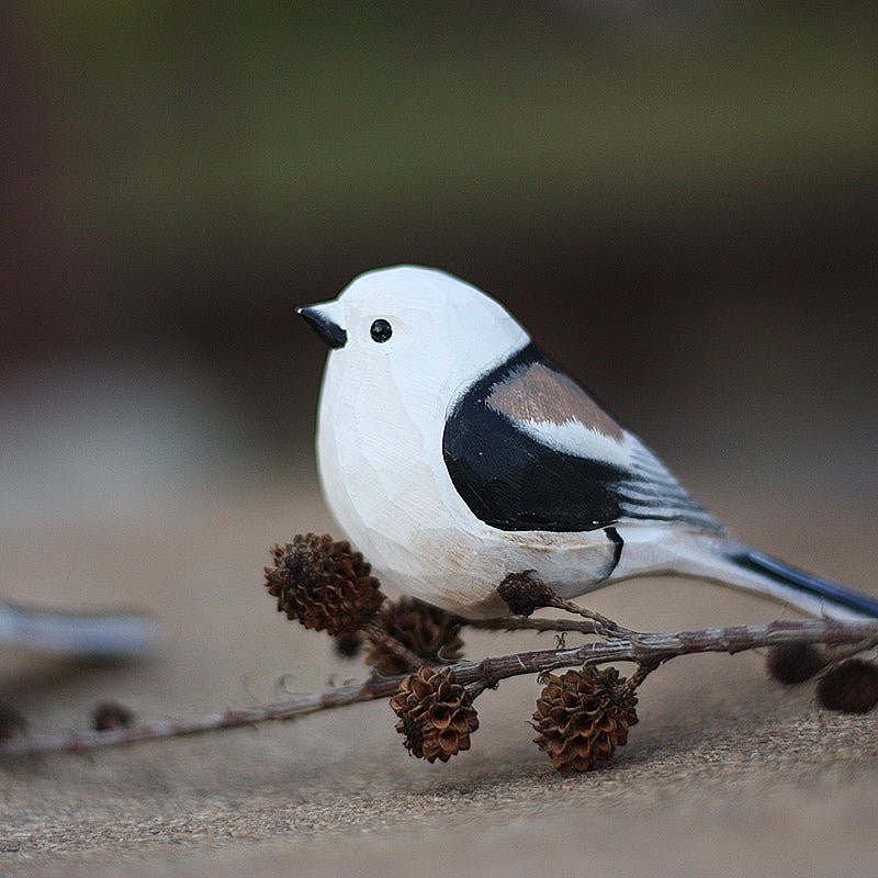 Aegithalidae 鳥の置物手彫り塗装木製 |ペイントされたバードショップ – PAINTED BIRD SHOP