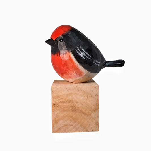 Australasian Robins Figurine Hand Carved Bird Decor - PAINTED BIRD SHOP