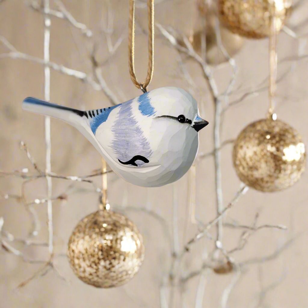 Azure tit Carved and Painted Wooden Bird Ornaments - PAINTED BIRD SHOP