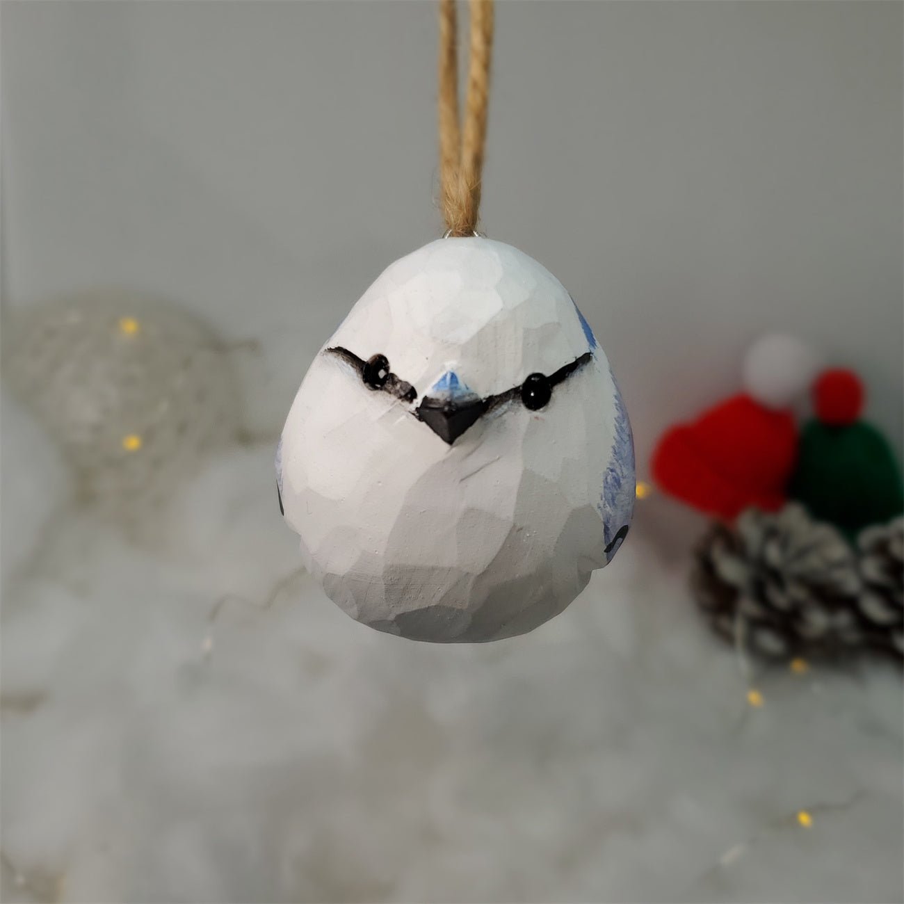 Azure tit Carved and Painted Wooden Bird Ornaments - PAINTED BIRD SHOP
