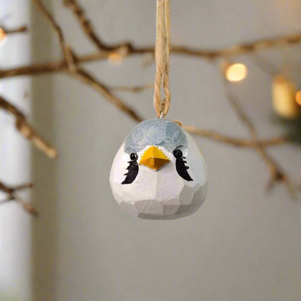 Bearded Tit Carved and Painted Wooden Bird Ornaments - PAINTED BIRD SHOP