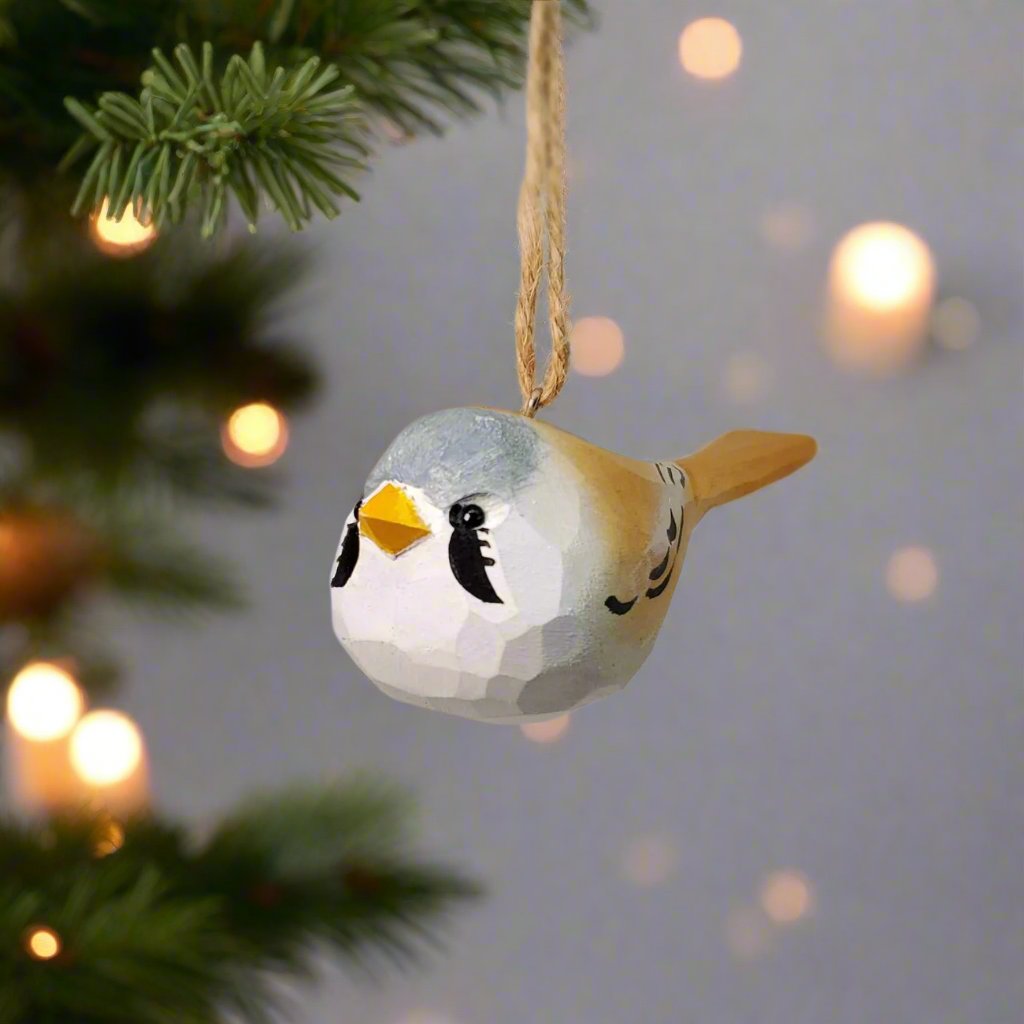 Bearded Tit Carved and Painted Wooden Bird Ornaments - PAINTED BIRD SHOP