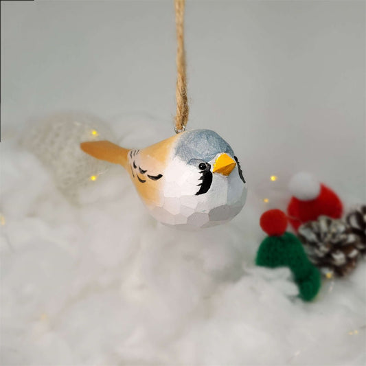 Bearded Tit Carved and Painted Wooden Bird Ornaments - PAINTED BIRD SHOP