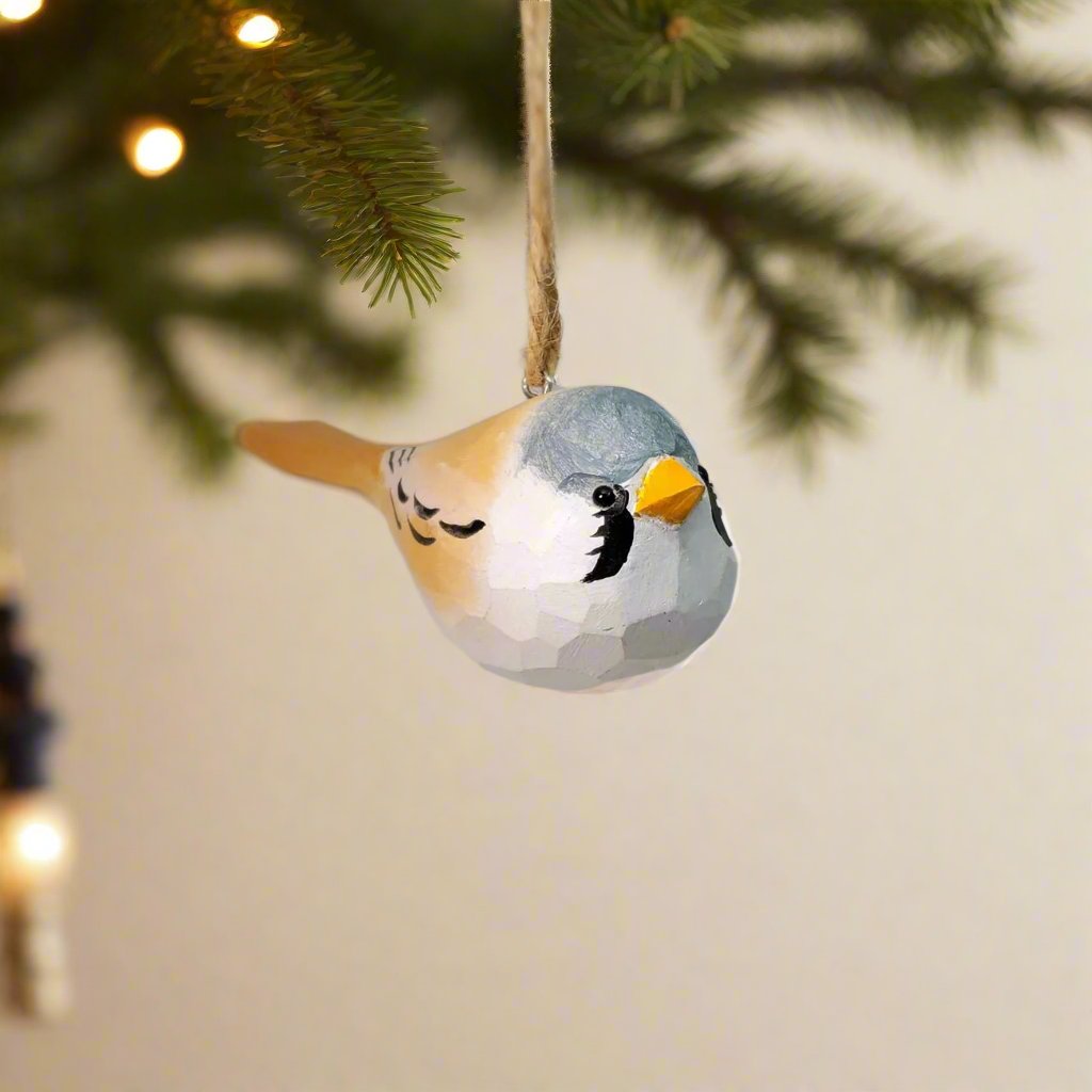 Bearded Tit Carved and Painted Wooden Bird Ornaments - PAINTED BIRD SHOP