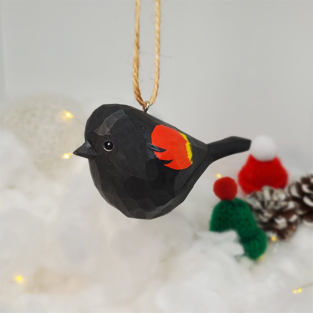 Blackbird Carved and Painted Wooden Bird Ornaments - PAINTED BIRD SHOP