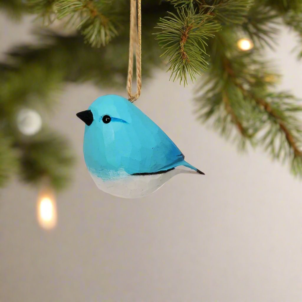 BlueBird-A Carved and Painted Wooden Bird Ornaments - PAINTED BIRD SHOP