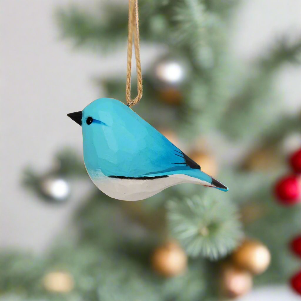 BlueBird-A Carved and Painted Wooden Bird Ornaments - PAINTED BIRD SHOP