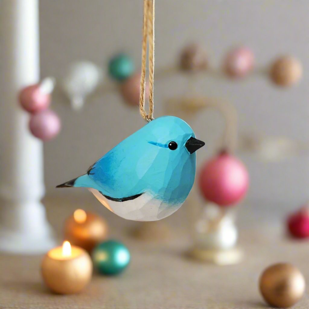 BlueBird-A Carved and Painted Wooden Bird Ornaments - PAINTED BIRD SHOP