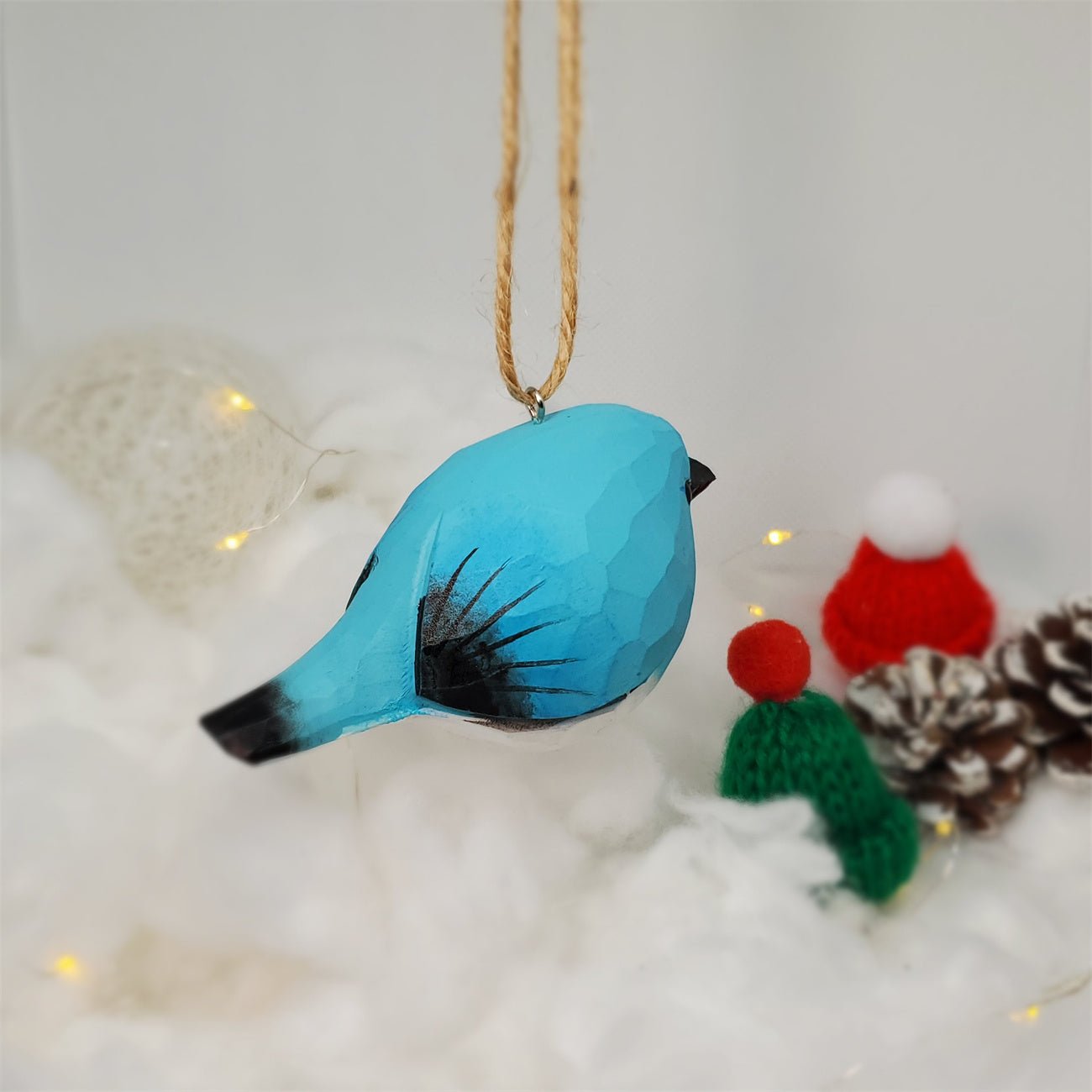 BlueBird-B Carved and Painted Wooden Bird Ornaments - PAINTED BIRD SHOP