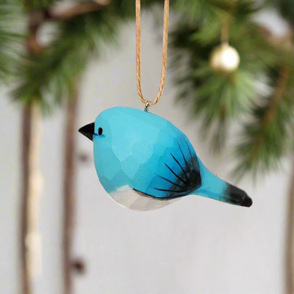 BlueBird-B Carved and Painted Wooden Bird Ornaments - PAINTED BIRD SHOP