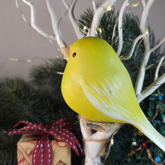 Canary Hand-Carved & Hand-Painted Wooden Birds Figurine - PAINTED BIRD SHOP