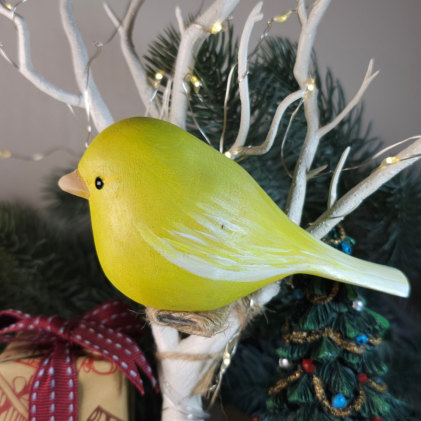 Canary Hand-Carved & Hand-Painted Wooden Birds Figurine - PAINTED BIRD SHOP