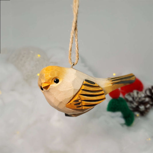 Chubby Carved and Painted Wooden Bird Ornaments - PAINTED BIRD SHOP