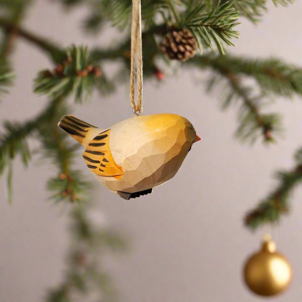 Chubby Carved and Painted Wooden Bird Ornaments - PAINTED BIRD SHOP