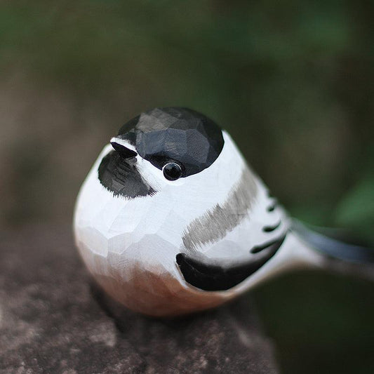 Coal tit Bird Figurine Hand Carved Painted Wooden Decor - PAINTED BIRD SHOP