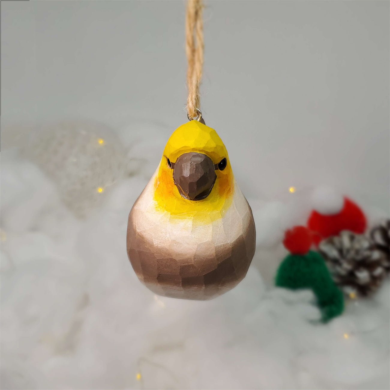 Cockatiel Carved and Painted Wooden Bird Ornaments - PAINTED BIRD SHOP