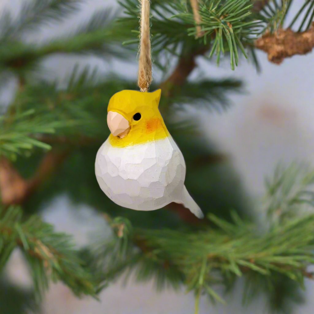 Cockatiel Carved and Painted Wooden Bird Ornaments - PAINTED BIRD SHOP