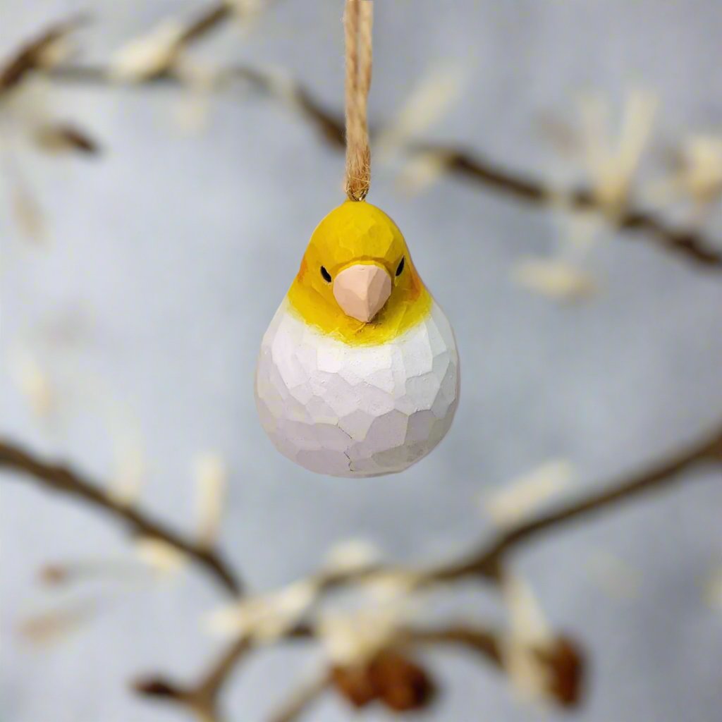 Cockatiel Carved and Painted Wooden Bird Ornaments - PAINTED BIRD SHOP